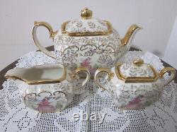 Stunning Sadler Crinoline Lady Cube Shaped Teapot Sugar Bowl & Jug Set