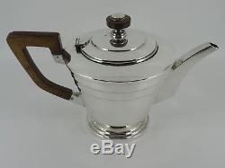 Stunning Solid Sterling Silver Plain Art Deco Tea Pot Set Sheffield 1945 1047g