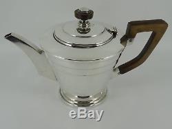 Stunning Solid Sterling Silver Plain Art Deco Tea Pot Set Sheffield 1945 1047g