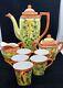 Stunning Tea Pot Set 5 Demitasse Cups, Covered Sugar Dish, Creamer And Tea Pot