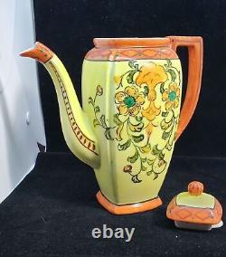 Stunning Tea Pot Set 5 demitasse cups, Covered Sugar Dish, Creamer and Tea Pot