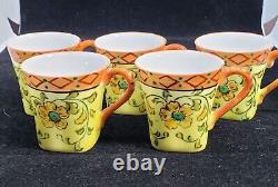 Stunning Tea Pot Set 5 demitasse cups, Covered Sugar Dish, Creamer and Tea Pot