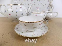 Suisse Langenthal Porcelain 18pc Tea Set Flowers Teapot Cups Saucers Tray Plates