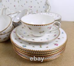 Suisse Langenthal Porcelain 18pc Tea Set Flowers Teapot Cups Saucers Tray Plates