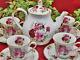 Summertime Rose Porcelain Tea Set Tea Pot And Four Cups And Saucers Made In Usa