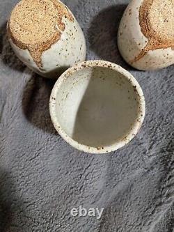 Super Cool Hand Made Stoneware Tea Pot Set With Bamboo Handle