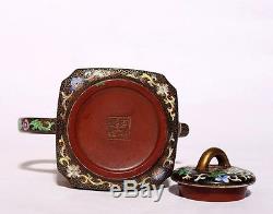 Superb Chinese Antique Hand Painting ZiSha Pottery Teapot Marked KangXi PT088