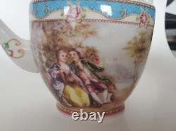 Superb Vintage Mini Teapot with Pink Roses & Romantic Scenes 6