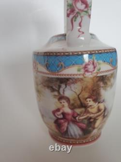 Superb Vintage Mini Teapot with Pink Roses & Romantic Scenes 6