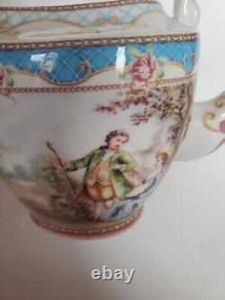 Superb Vintage Mini Teapot with Pink Roses & Romantic Scenes 6