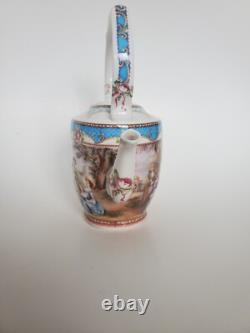 Superb Vintage Mini Teapot with Pink Roses & Romantic Scenes 6