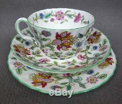 Superb vintage green edge Minton HADDON HALL Tea Set cups teapot plates etc