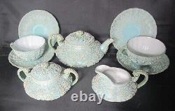 Superior Quality Artist-Signed JAPANESE MORIAGE TEA Pot & Cup Set, circa 1890s