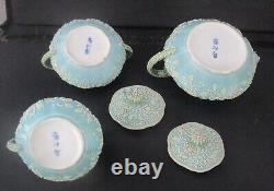 Superior Quality Artist-Signed JAPANESE MORIAGE TEA Pot & Cup Set, circa 1890s