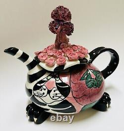 Swak Lynda Corneille Whimsical Tea Pot Sasha Pink Poodle Cats Sealed with a Kiss