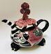 Swak Lynda Corneille Whimsical Tea Pot Sasha Pink Poodle Cats Sealed With A Kiss