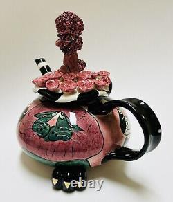 Swak Lynda Corneille Whimsical Tea Pot Sasha Pink Poodle Cats Sealed with a Kiss