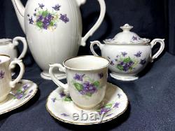 Syracuse China Federal Shape Lavender Teapot Creamer Sugar Bowl 2 Tea Cups-Mint