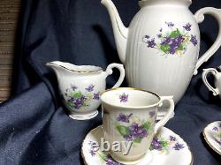 Syracuse China Federal Shape Lavender Teapot Creamer Sugar Bowl 2 Tea Cups-Mint