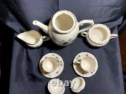 Syracuse China Federal Shape Lavender Teapot Creamer Sugar Bowl 2 Tea Cups-Mint