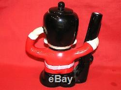 Teapot Tea Pot Soldier Nutcracker Male Boy Holding Gun Red Black