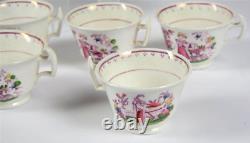 TEASET of 24 Sunderland Pink Luster 19thC Teapot Lid Cups Bowls/Saucers England