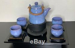 TEAVANA Tea Set Ceramic Teapot, 4 Teacups, Trivot, 2 Sets of Coasters, and Tray