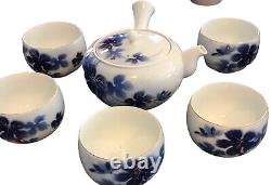 TEA POT & CUPS SET set of 6 Fukagawa JAPANESE SHOWA PERIOD