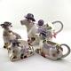 Tea Pot Set Boho Cottage Country Purple Cow Floral Teapot Milk Sugar Pearl X4