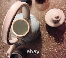 TEA POT SET CUPS 4 Asian Inspired JAPANESE Variegated BLUE's GLAZED Clay GIFT