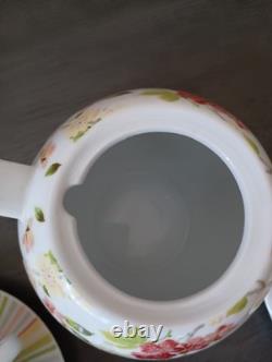TEA SET 8 Pcs. Cups, Saucers, Tea Pot, flowers