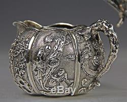 THE BEST ANTIQUE CHINESE SILVER EXPORT SILVER TEA SET TEAPOT SERVICE W FIGURES