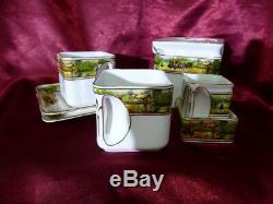 THE CUBE Tea For Two SET Teapot, Milk, Sugar, Cups & Saucers x 2 Art Deco Foley