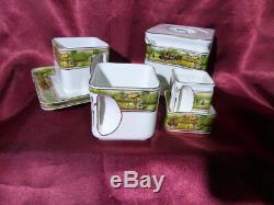 THE CUBE Tea For Two SET Teapot, Milk, Sugar, Cups & Saucers x 2 Art Deco Foley