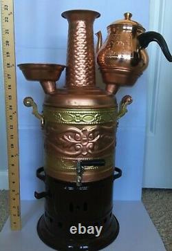 Tanner's Copper Samovar Tea Pot Set Charcoal Handmade Real Copper Samovar