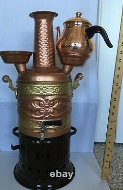 Tanner's Copper Samovar Tea Pot Set Charcoal Handmade Real Copper Samovar