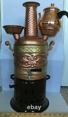 Tanner's Copper Samovar Tea Pot Set Charcoal Handmade Real Copper Samovar