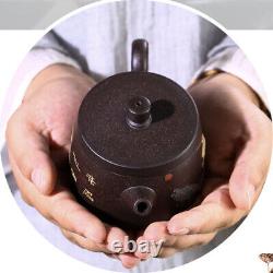 Tea Pot & 4 Cups Crane Relief Yixing Zisha Marked Tea Pot Master Tea Cups Set