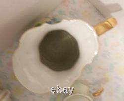 Tea Pot Forget Me Not hand painted, Pitcher, Sugar & Cream Set 6 Pc