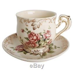 Tea Pot Set With Rose Cups Plates Creamer Sugar 15 pcs Set Vintage Tea Party NEW