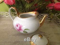 Tea Rose Early 1900s Meissen Pink Rose Tea Pot for One