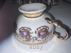 Tea Set Bavaria Germany Courting Couple Tea Pot Cream Sugar 6 Cup Saucers gold