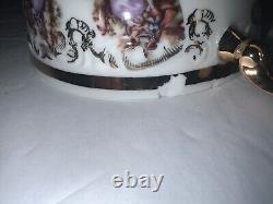 Tea Set Bavaria Germany Courting Couple Tea Pot Cream Sugar 6 Cup Saucers gold