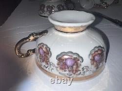 Tea Set Bavaria Germany Courting Couple Tea Pot Cream Sugar 6 Cup Saucers gold