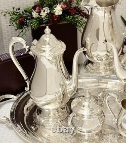Tea Set Camille Silver Plated I. S. Tea & Coffee Service Set with Tray 6 Pc Set