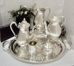 Tea Set Camille Silver Plated I. S. Tea & Coffee Service Set with Tray 6 Pc Set