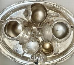Tea Set Camille Silver Plated I. S. Tea & Coffee Service Set with Tray 6 Pc Set