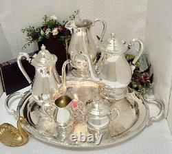 Tea Set Camille Silver Plated I. S. Tea & Coffee Service Set with Tray 6 Pc Set
