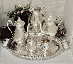 Tea Set Camille Silver Plated I. S. Tea & Coffee Service Set with Tray 6 Pc Set