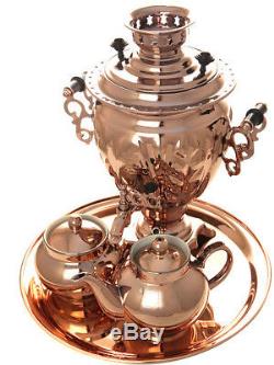 Tea Set Electric Tula Samovar Copper + Teapot +Salver + Sugar bowl